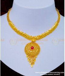 NLC974 - Gold Design Indian Bridal Ruby Stone Forming Gold Necklace Imitation Jewellery