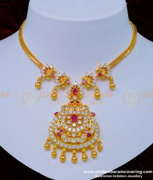 NLC975 - New Arrival First Quality Gold Plated American Diamond Stone Necklace Design
