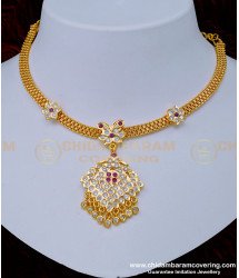 NLC986 - Latest Collection Impon Attigai Gold Necklace Design Getti Metal Attigai Online