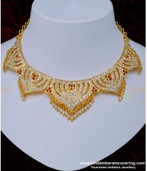 NLC994 - Beautiful Gold Design Lotus Design Choker Necklace Bridal Wear Impon Necklace