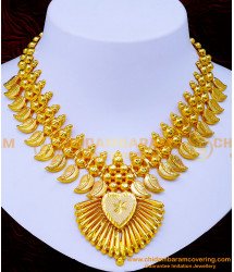 NLC1228 - Kerala Bridal Jewellery Gold Plated Necklace for Wedding