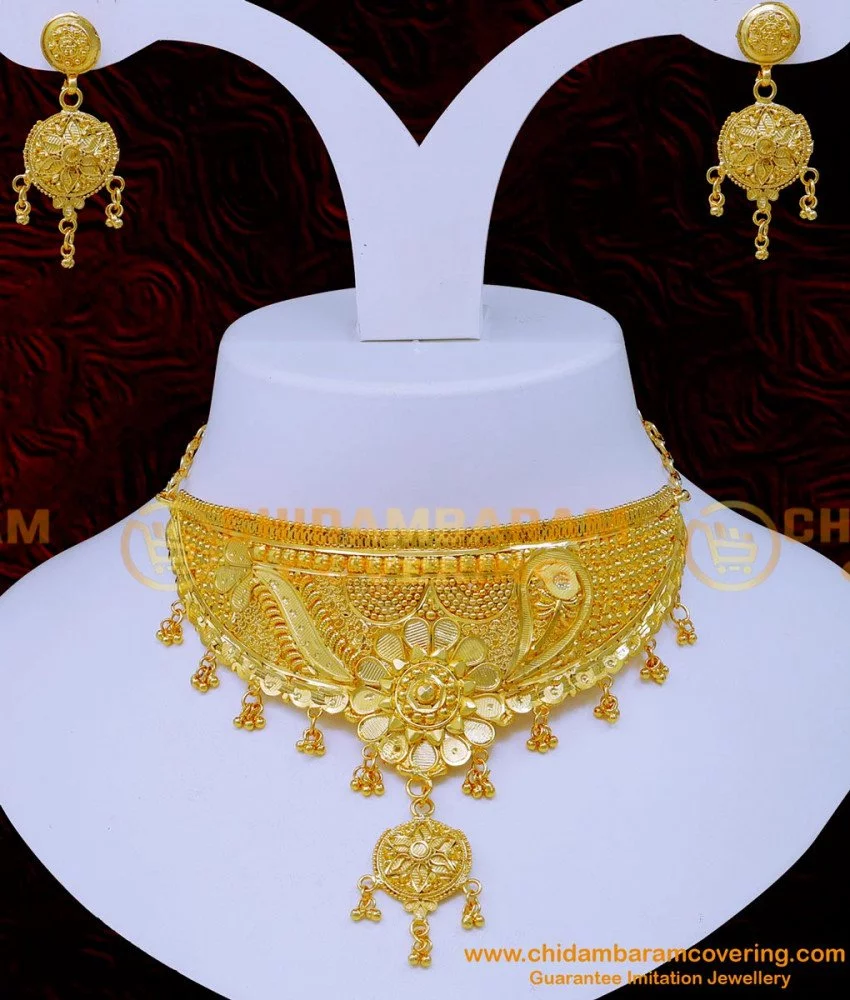 Luxury 22K Gold Indian Necklace Sets Online | 916 Jadau Jewelry