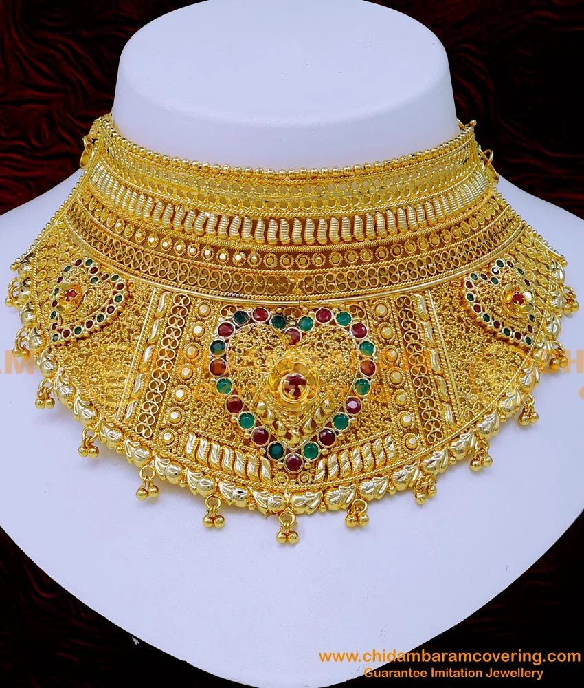 Buy Set Gold Plated Choker Necklace Jewelry Indian Bridal Online in India -  Etsy