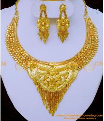 NLC1243 - First Quality 2 Gram Gold Forming Necklace Set for Wedding