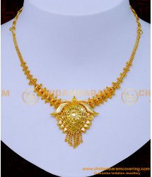 NLC1251 - Trendy Plain Gold Plated Simple Necklace Design for Girl