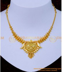 NLC1253 - South Indian Gold Plated Necklace Design For Saree 