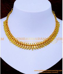 NLC1254 - Kerala Jewellery Leaf Design Gold Plated Necklace for Wedding
