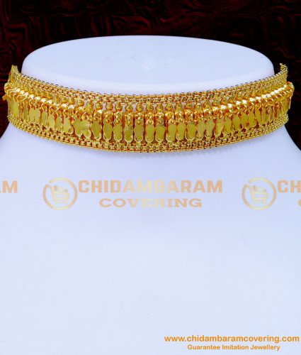 NLC1257 - Kerala Jewellery Single Line Elakkathali Necklace Gold Design Online 
