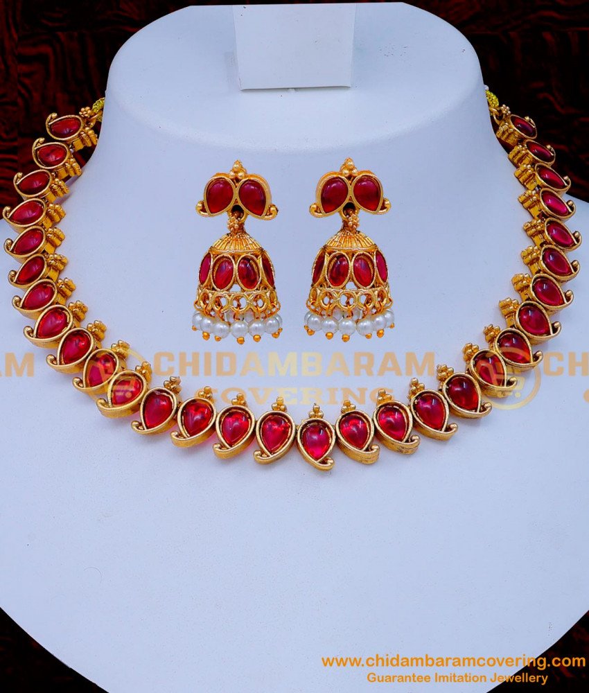 Antique necklace, Antique Choker Necklace Artificial,  indian antique jewellery online shopping, Gold Antique choker Set, Antique Choker Set online,