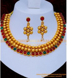 NLC1273 - Latest Models Antique Necklace Designs with Earrings Online