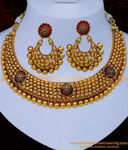 NLC1276 - Best Quality Antique Gold Necklace Latest Design for Wedding 