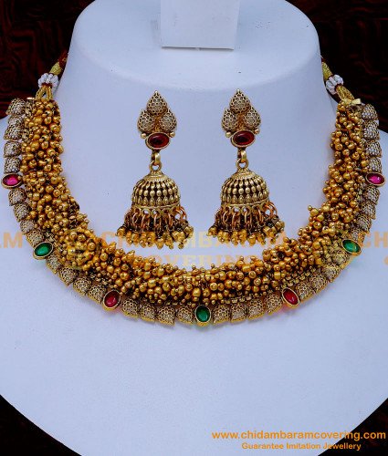 NLC1277 - Modern Gold Necklace Designs Antique Jewellery Necklace Set 