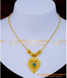 NLC1289 - Modern Simple Emerald Stone Necklace Designs for Girls