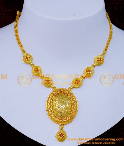 NLC1292 - Gold Design One Gram Gold Simple Necklace Designs Online