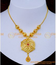 NLC1294 - Real Gold Look Light Weight Ruby Stone Gold Plated Necklace Design 
