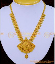 NLC1296 - Traditional Gold Design V Shape Gold Plated Necklace Design
