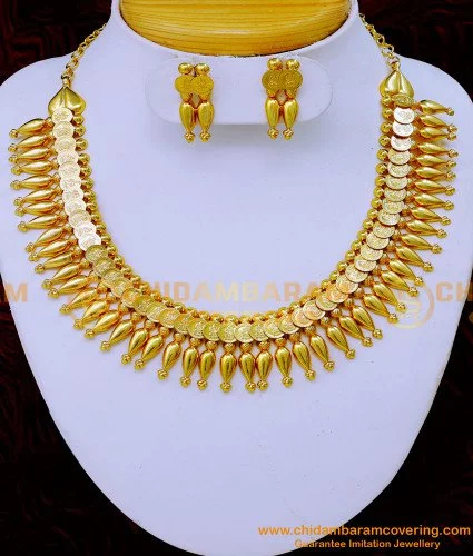 Buy Gold plated Imitation Jewelry Set Premium Matt Gold Long Coin Lakshmi  Necklace Set - Griiham