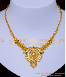 NLC1310 - Traditional Stone Necklace Designs 1 Gram Gold Jewellery