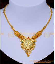 NLC1312 - 1 Gram Gold Light Weight Stone Necklace Design for Women