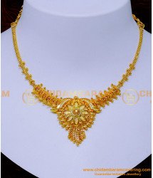 NLC1318 - Beautiful Simple Marriage Small Gold Necklace Designs