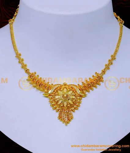 Buy Azai by Nykaa Fashion Temple Gold Double Necklace Jewellery Set with  Red Stone Online