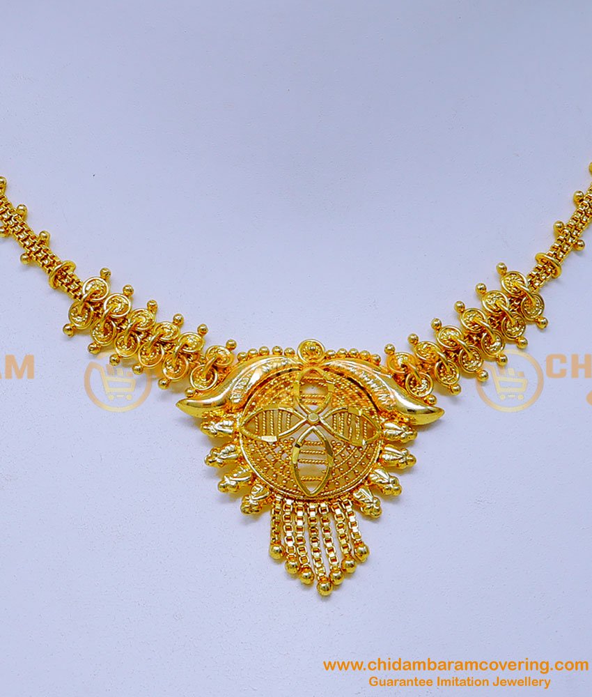 1 gram gold necklace design, gold necklace design, gold plated necklace, simple necklace design, 1 gram gold plated jewellery, wholesale one gram gold jewellery