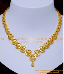 NLC1328 - New Light Weight Plain Gold Necklace Designs for Wedding