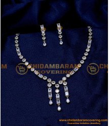 NLC1334 - Elegant Party Wear White Stone Simple Necklace Designs