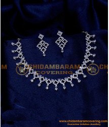 NLC1339 - Party Wear Diamond White Stone Simple Necklace Designs