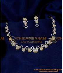 NLC1340 - Unique New Model White Stone Necklace Set for Wedding