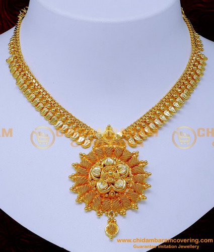 NLC1353 - Beautiful Mango Design Gold Plated Necklace for Girls