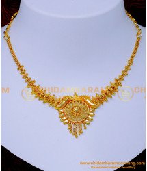 NLC1372 - Simple Daily Use Gold Plated Necklace for Wedding