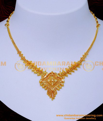 NLC1375 - Simple Light Weight Gold Necklace Design Latest Design