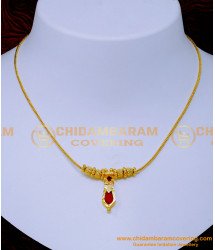 Nlc1381 - Kerala Single Red Pendant Palakka Chain Design Online