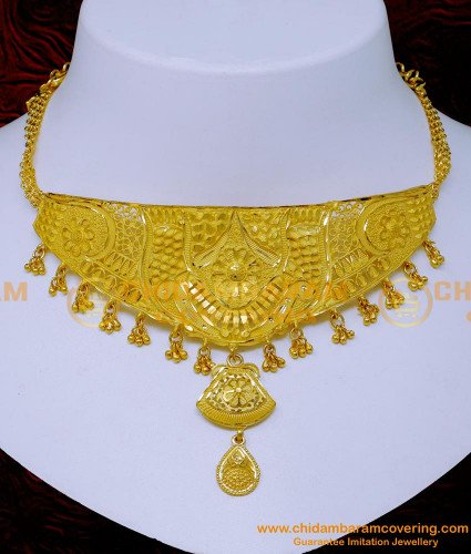 NLC1391 - Bridal Gold Choker Necklace Design Forming Gold Jewellery