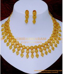 NLC1395 - Wedding Modern Gold Necklace Designs 2 Gram Choker Set