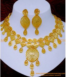 NLC1396 - Unique Gold Forming Modern Dubai Gold Necklace Designs