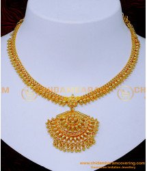 NLC1398 - Traditional Gold Model Plain Necklace Design for Wedding