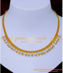 NLC1405 - Gold Plated Simple Pearl Necklace Designs for Women
