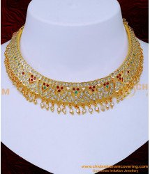 NLC1414 - Bridal Wear Multi Stone Impon Choker Necklace for Wedding