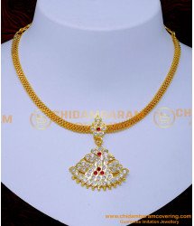 NLC1422 - Traditional Gold Attigai Necklace Design for Wedding