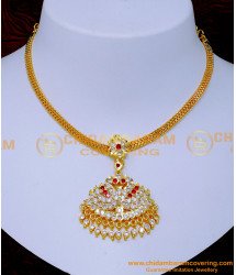 NLC1426 - Bridal Wear Impon Swan Design Stone Pendant Necklace
