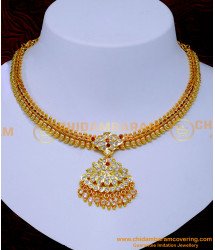 NLC1428 - Gold Design Mango Model Impon Stone Necklace for Wedding