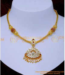 NLC1429 - Impon Gold Necklace Design with Stone Attigai Model