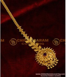 NCT003 - Trendy Leaf Design Red Stone Gold Plated Nethichutti Chidambaram Gold Covering Jewellery Buy Online