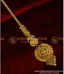 NCT009 - 1 Gm Gold Plated Traditional Reverse Leaf Design Nethi Chuti / Maang Tikka Buy Online