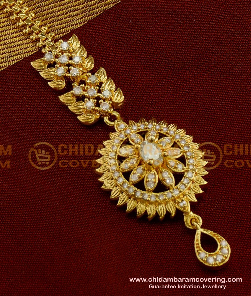 NCT031 - High Quality Zircon Stone Floral Design Maang Tikka Best Price in India