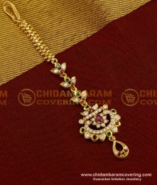 NCT034 - Indian Bridal Designer Chandbali Shape Multi Stone Maang Tikka Designs