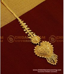 NCT054 - New Design Heart Shape Gold Plated Maang Tikka Design for Women 