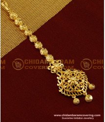 NCT056 - Latest Bridal Wear Gold Plated Design Nethi Chutti / Maang Tikka Flower Design Online